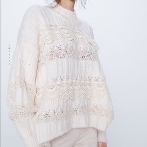 Zara women contrasting mock neck sweater